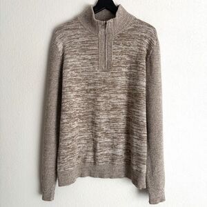 Luciano Barbera Mens Wool Cashmere Quarter Zip Sweater Size 56 Light Brown